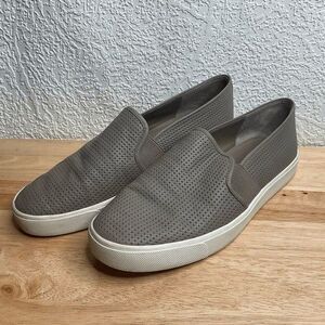 Vince Blair 5 Gray Perforated Leather Slip On Sneakers Women Size 8.5M